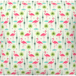Mid-Century Mod Flamingos in Pink, Turquoise, Aqua, Green, White and Black