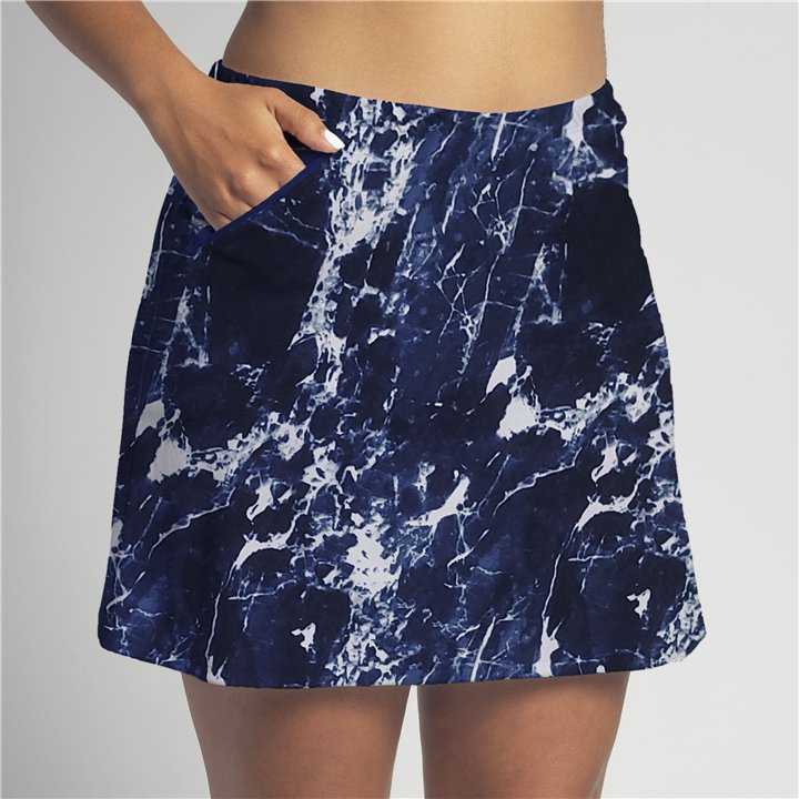 Zipper Pocket Skort - Navy Crackle