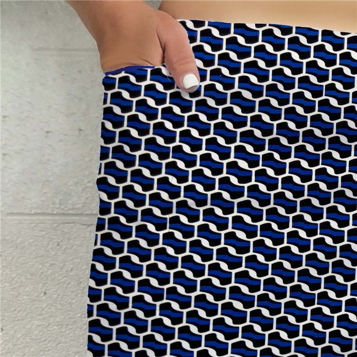 Side Slit Zipper Pocket Skort - Blue Abstract