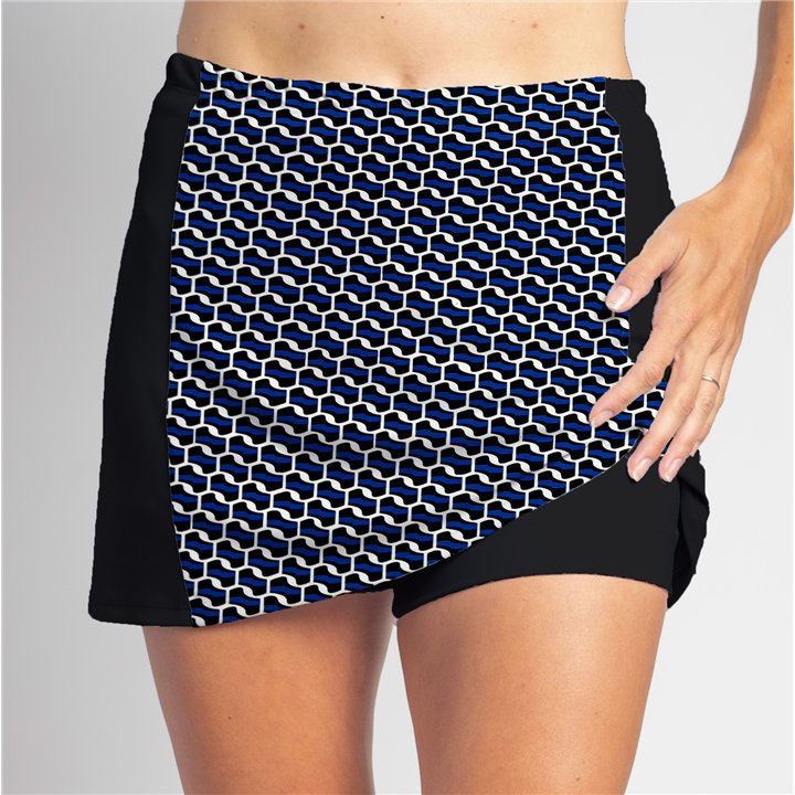 Slimming Panel Skort - Blue Abstract