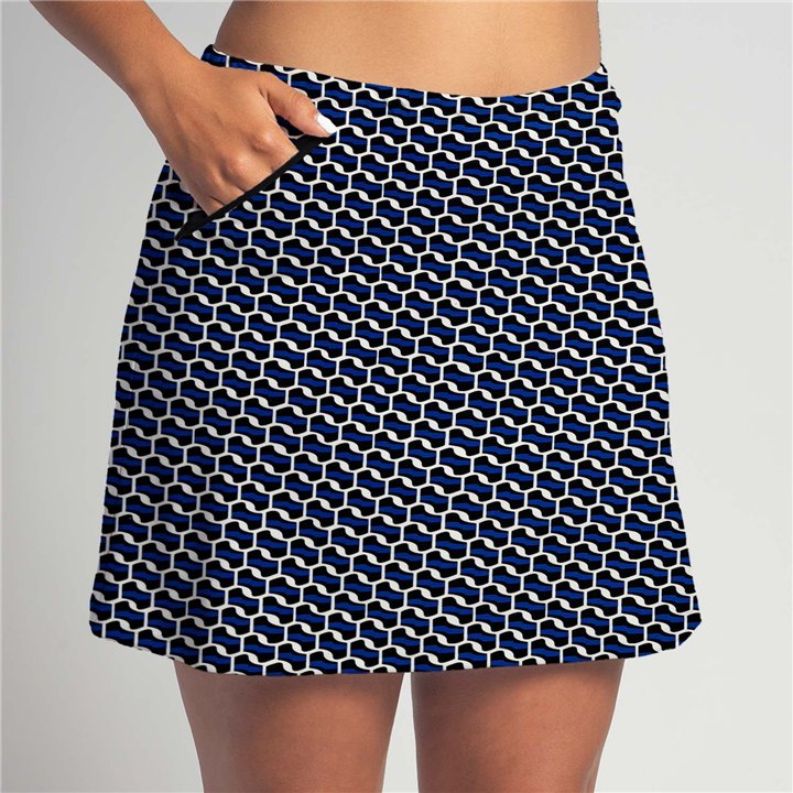 Zipper Pocket Skort - Blue Abstract
