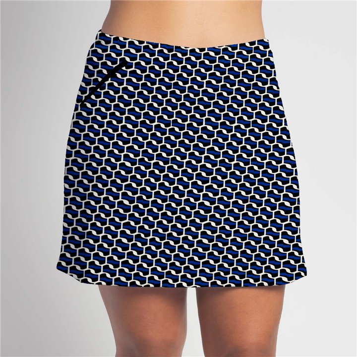 Zipper Pocket Skort - Blue Abstract