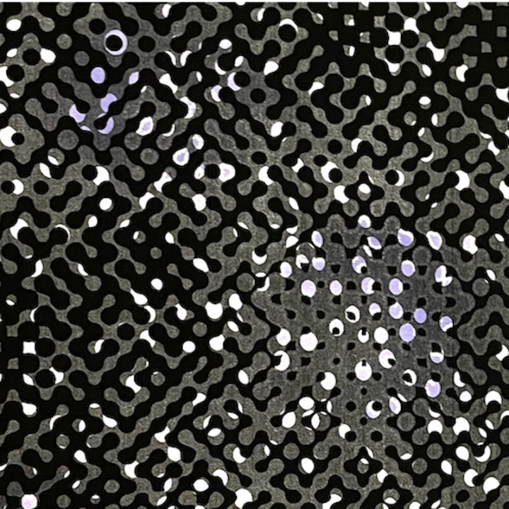 Abstract Grid with polka dots with Grey Black White and Lavender Purple