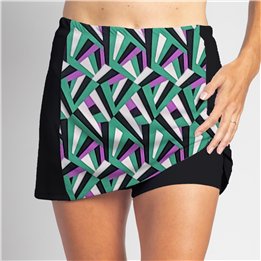 Slimming Panel Skort - Green Grape Geo