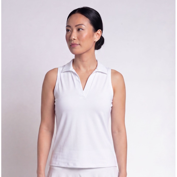 Collared Sleeveless Top - White