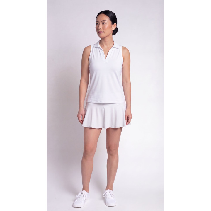 Collared Sleeveless Top - White