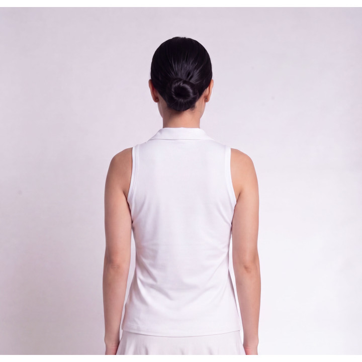 Collared Sleeveless Top - White