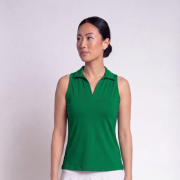 Collared Sleeveless Top - Kelly Green