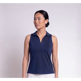 Collared Sleeveless Top - Navy