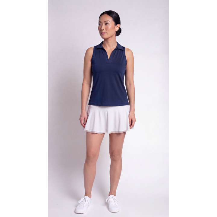 Collared Sleeveless Top - Navy
