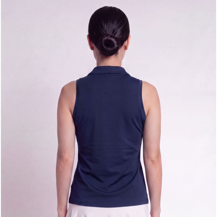 Collared Sleeveless Top - Navy