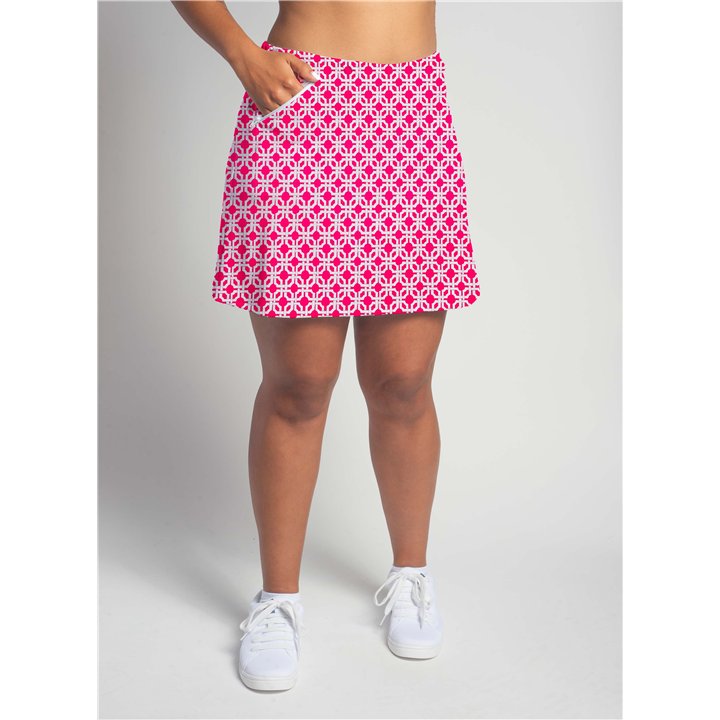 Zipper Pocket Skort - Pink Lattice
