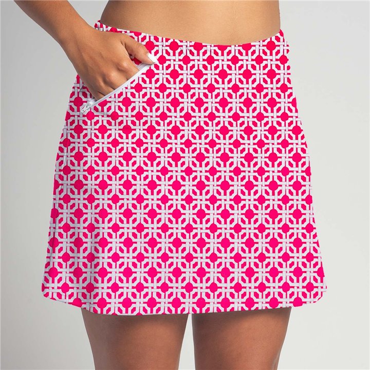 Zipper Pocket Skort - Pink Lattice