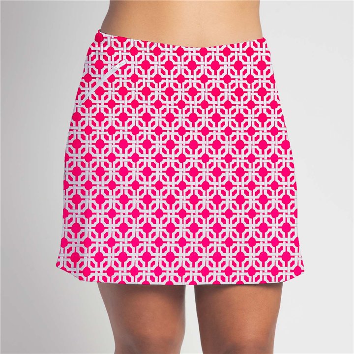 Zipper Pocket Skort - Pink Lattice