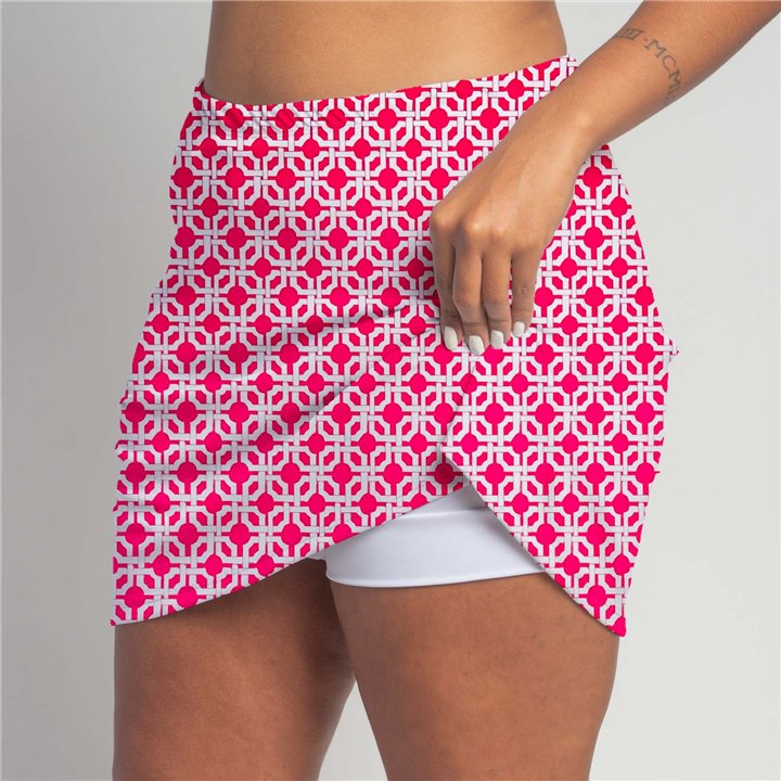 Zipper Pocket Skort - Pink Lattice
