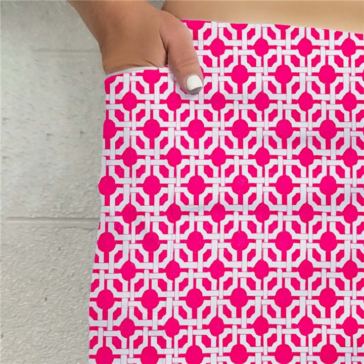 Side Slit Zipper Pocket Skort - Pink Lattice