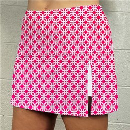 Side Slit Zipper Pocket Skort - Pink Lattice