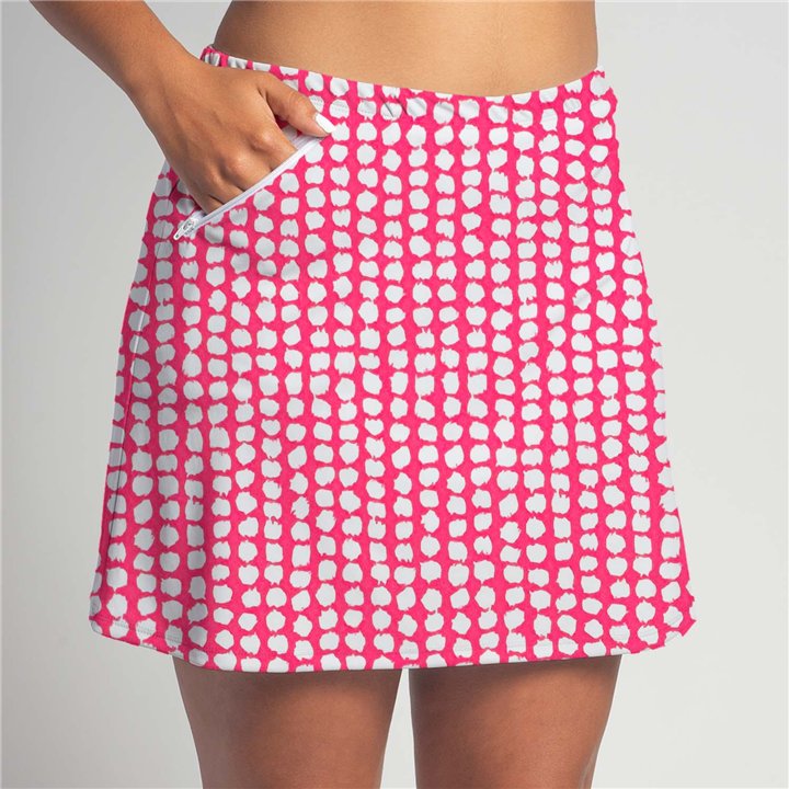 Zipper Pocket Skort - Pink Splotch Dots