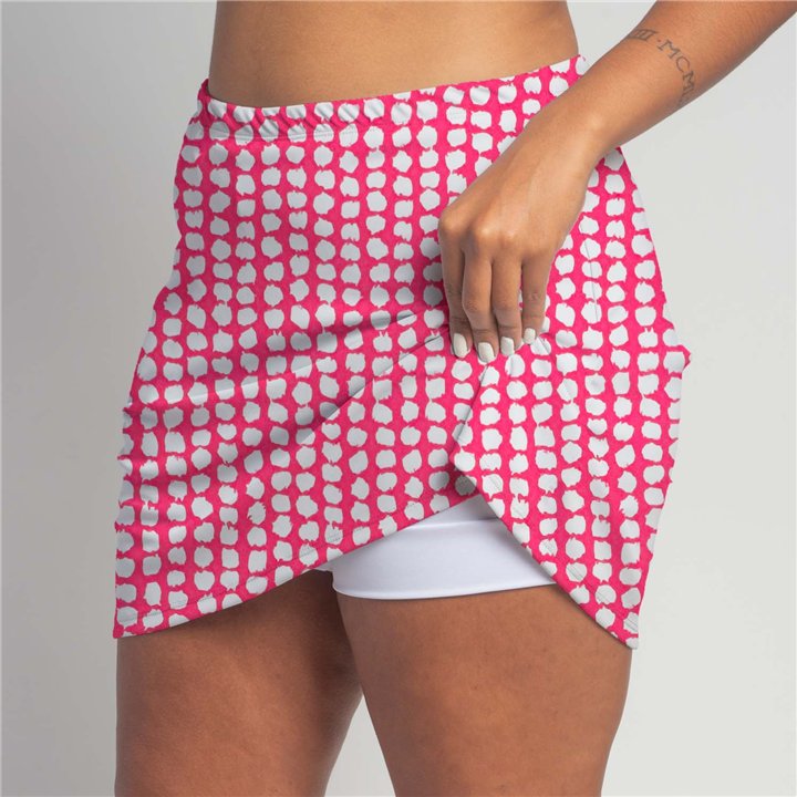 Zipper Pocket Skort - Pink Splotch Dots