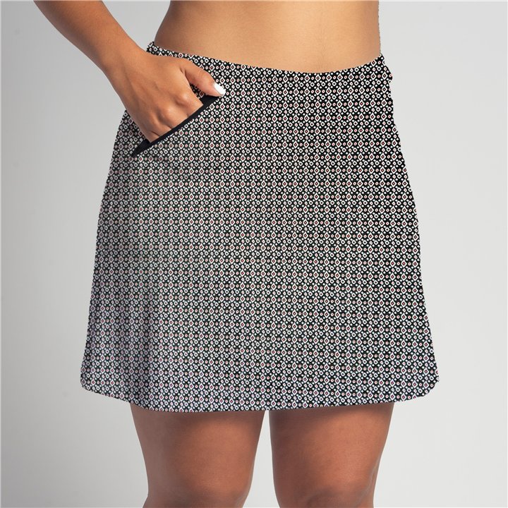 Zipper Pocket Skort - Red Black Ikat R