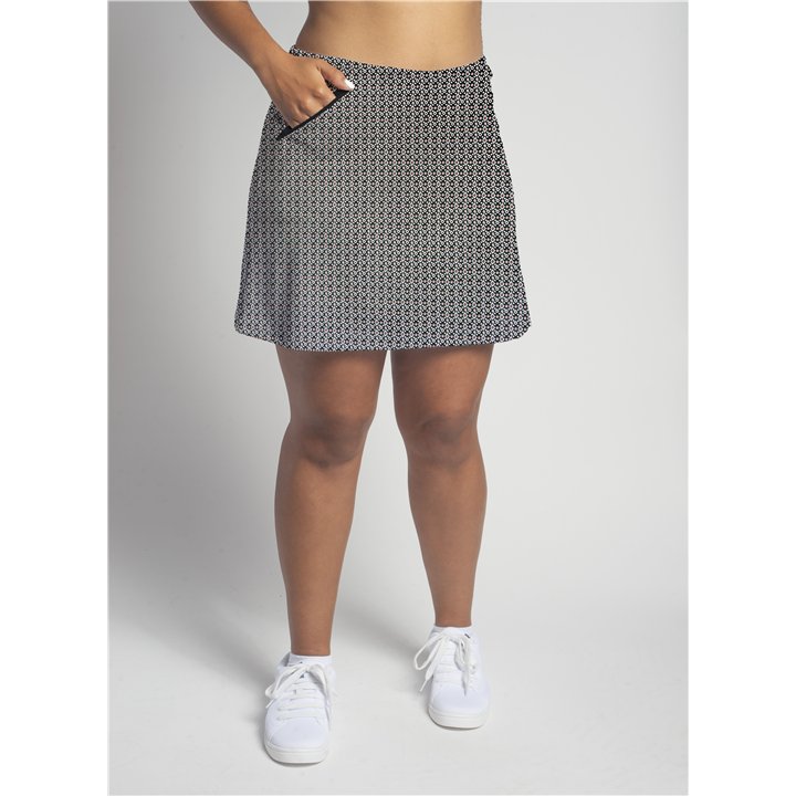 Zipper Pocket Skort - Red Black Ikat R