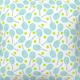 Aqua Rackets with Neon Yellow tennis balls on white background