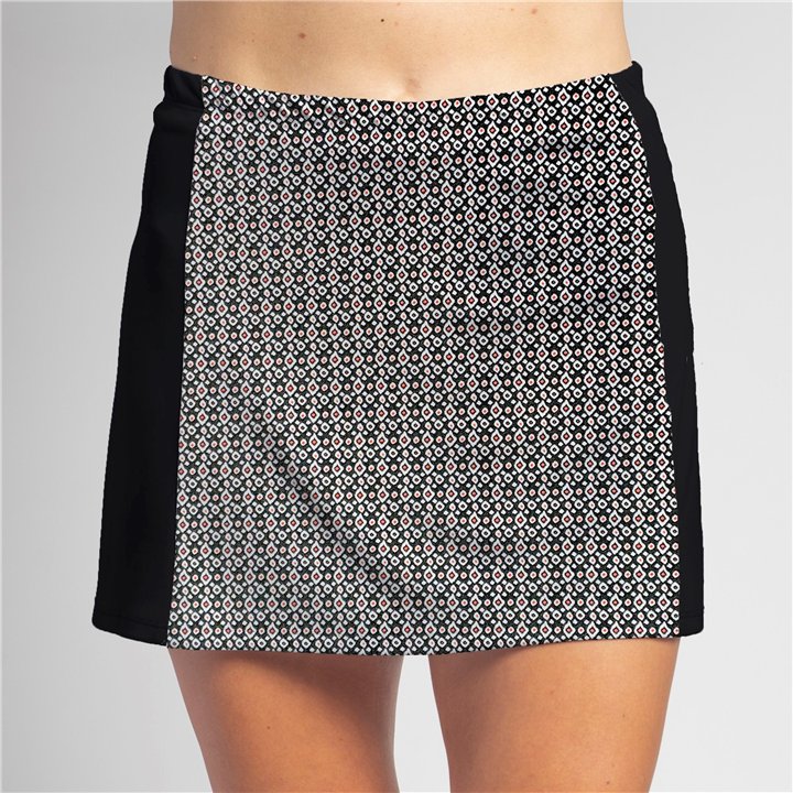 Slimming Panel Skort - Red Black Ikat R