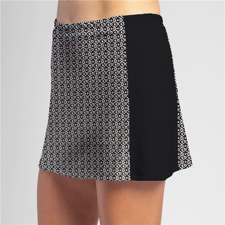Slimming Panel Skort - Red Black Ikat B