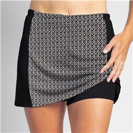 Slimming Panel Skort - Red Black Ikat B