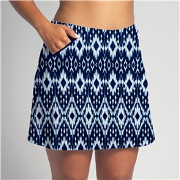 Zipper Pocket Skort - Denim Ikat