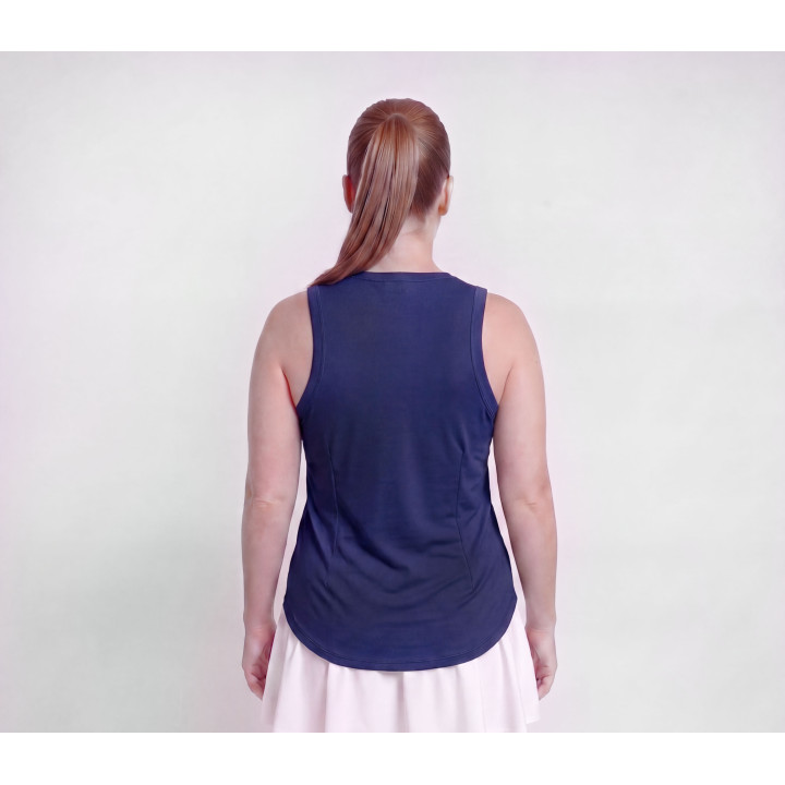 Hi-Neck Long Line Tank - Navy