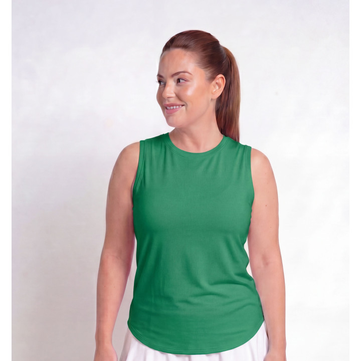 Hi-Neck Long Line Tank - Kelly Green