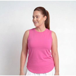 Hi-Neck Long Line Tank - Barbie Pink