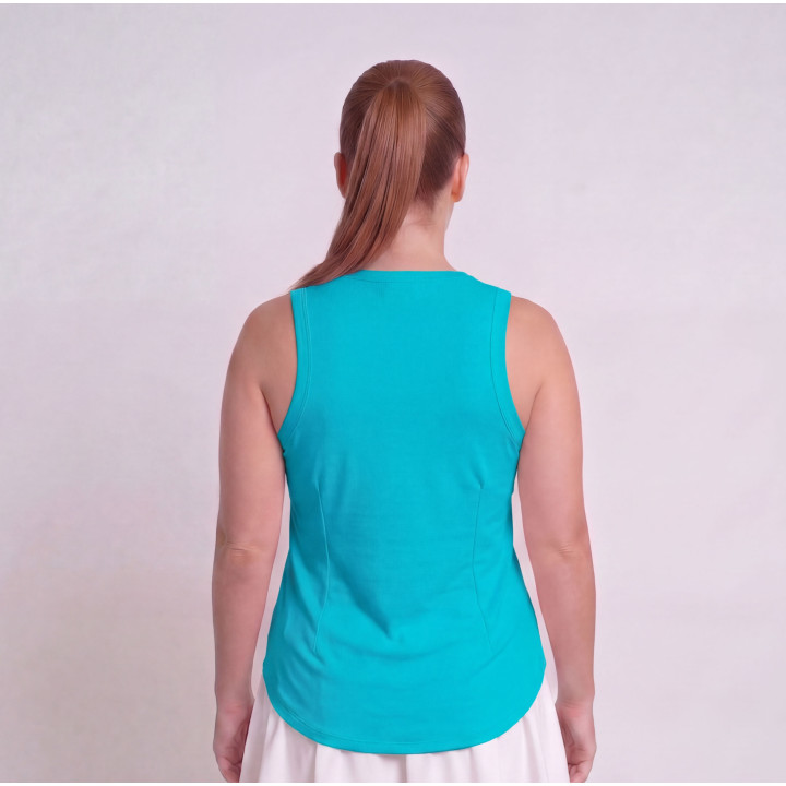 Hi-Neck Long Line Tank - Aqua