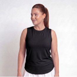 Hi-Neck Long Line Tank - Black