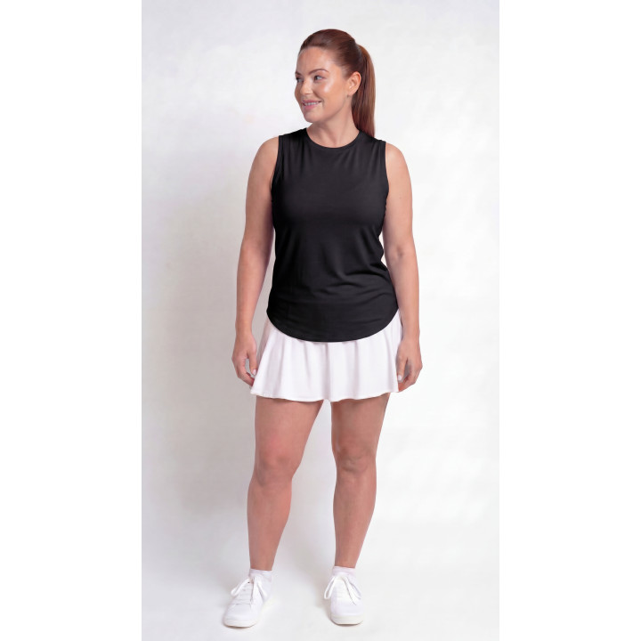 Hi-Neck Long Line Tank - Black