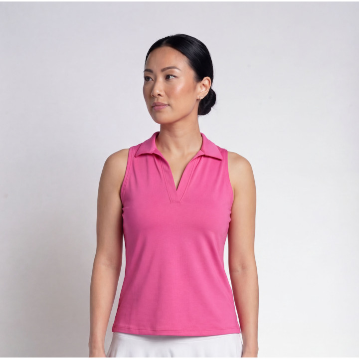 Collared Sleeveless Top - Barbie Pink