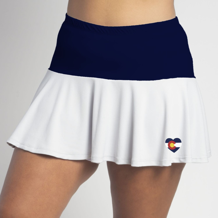 Flounce - White and Navy with Colorado Heart