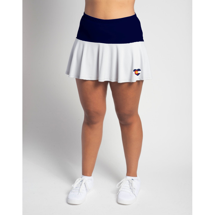 Flounce - White and Navy with Colorado Heart