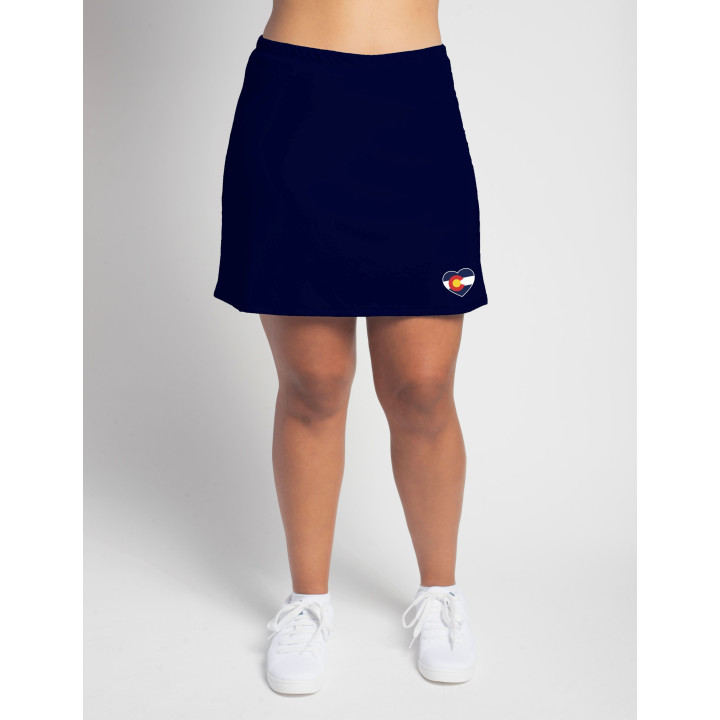 Zipper Pocket Skort - Navy with Colorado Heart
