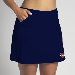 Zipper Pocket Skort - Navy with Colorado Heart
