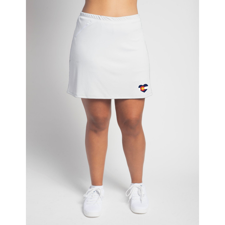 Zipper Pocket Skort - White with Colorado Heart