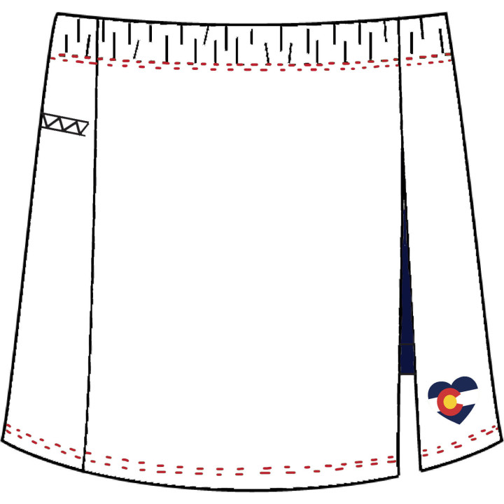 Side Slit Zipper Pocket Skort - White with Colorado Heart