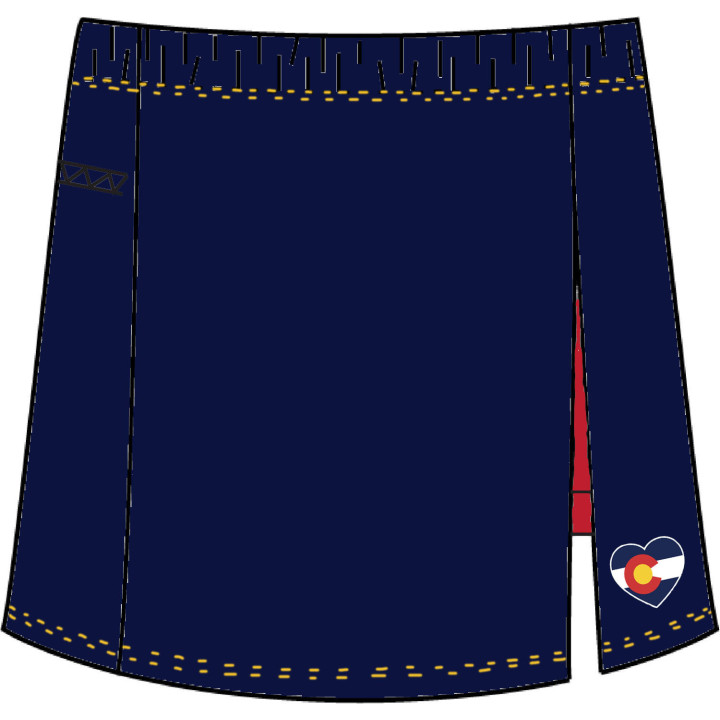 Side Slit Zipper Pocket Skort - Navy with Colorado Heart