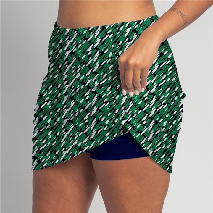 Zipper Pocket Skort - Kelly Navy River Ripples