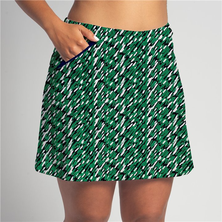 Zipper Pocket Skort - Kelly Navy River Ripples