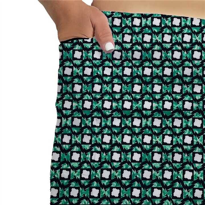 Side Slit Zipper Pocket Skort - Green Lightening Box