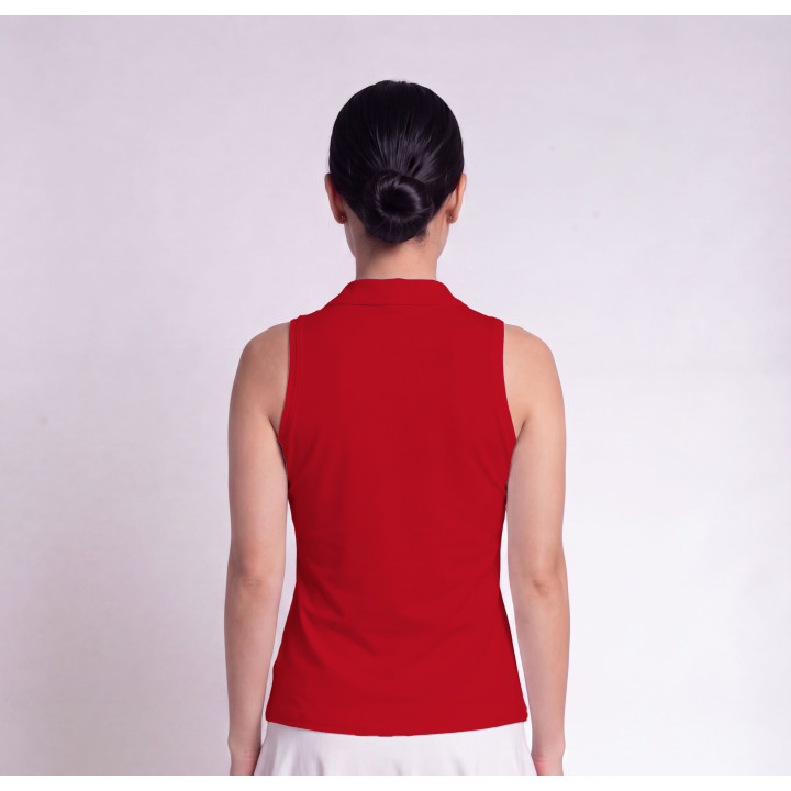 Collared Sleeveless Top - Red