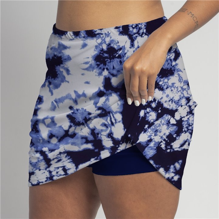 Zipper Pocket Skort - Navy Tie Dye