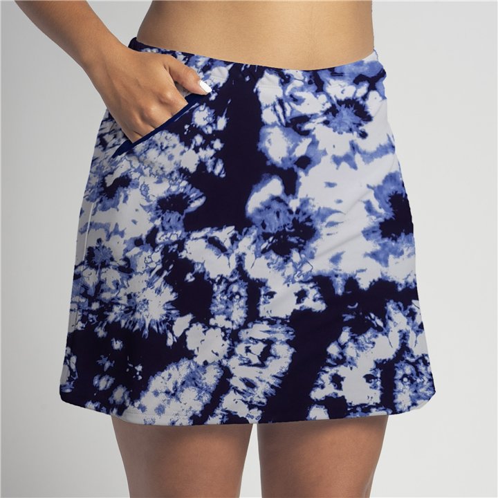 Zipper Pocket Skort - Navy Tie Dye